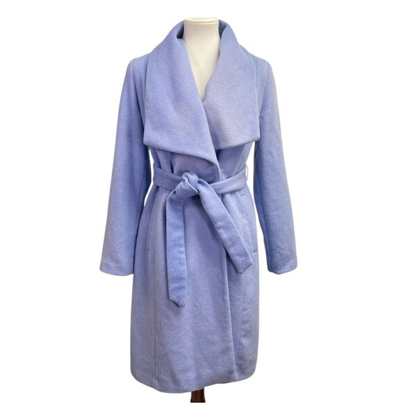 Clothing Cole Haan Wrap Coat Ice Blue Cole Haan Belted Light Blue